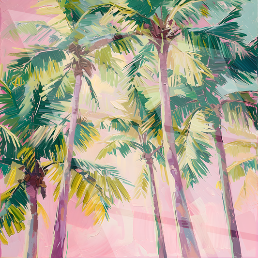 Tableau Art Tropical "Palm Escape" (format carré)