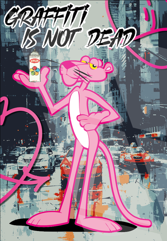 Tableau Pop Art 🔥 Série Limitée 🔥 Panthère rose "Graffiti is not dead" (format rectangulaire)