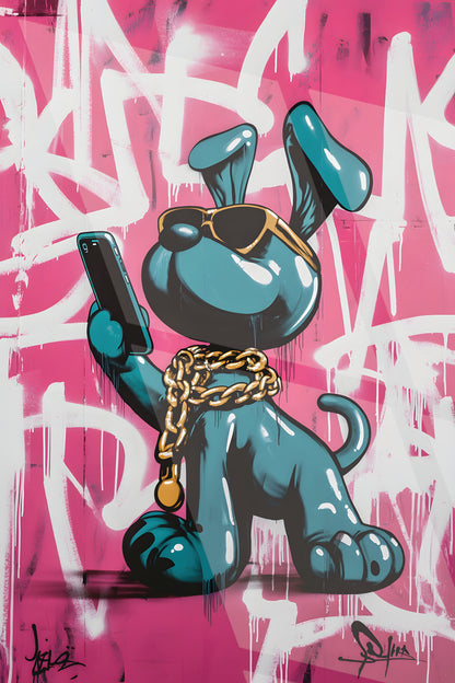 Tableau Street Art "Selfie Dogg" (format rectangulaire)