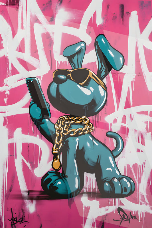 Tableau Street Art "Selfie Dogg" (format rectangulaire)