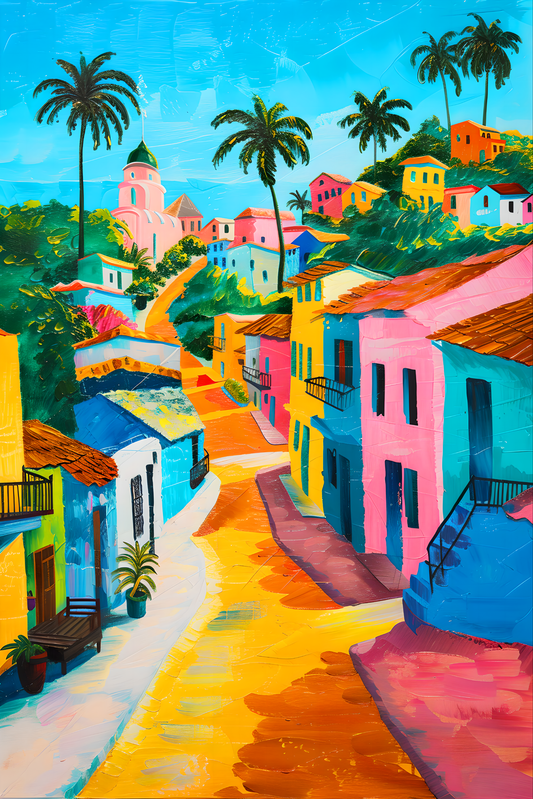 Tableau Pop Art "Sun Village" (format rectangulaire)