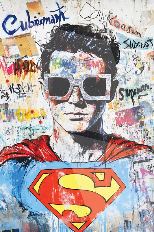 Tableau Pop Art "Super Urban Man" (format rectangulaire)
