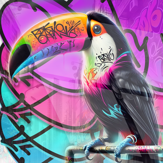 Tableau Street Art 🔥 Série Limitée 🔥 Toucan Throw-up (format carré)