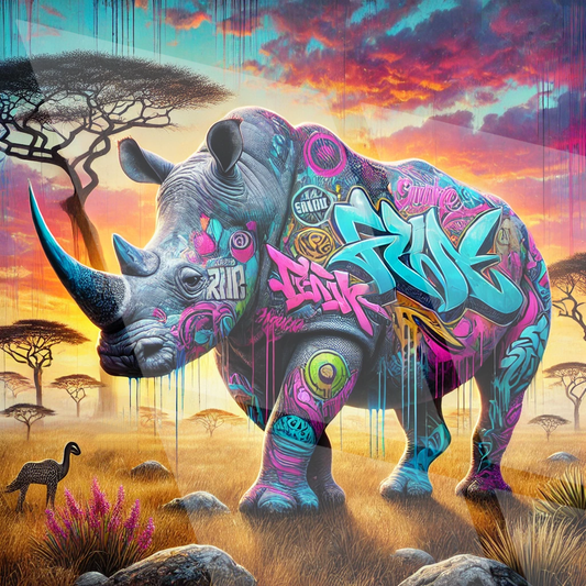 Tableau Street Art 🔥 Série Limitée 🔥 Urban Rino (format carré)