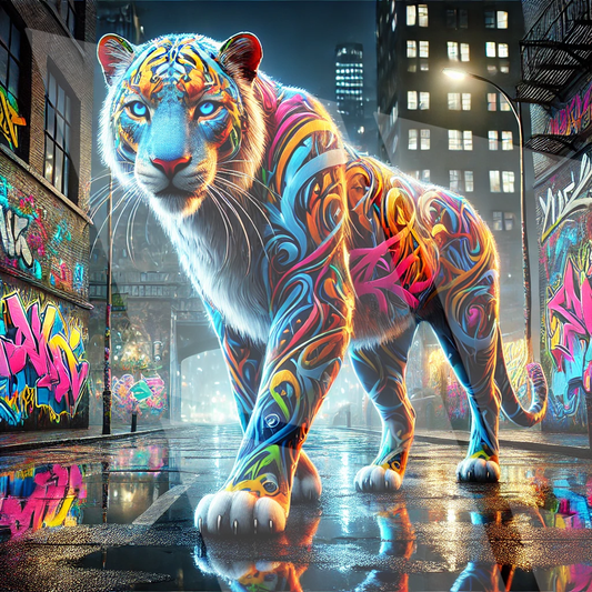 Tableau Street Art 🔥 Série Limitée 🔥 "Urban Tiger Instinct" (format carré)