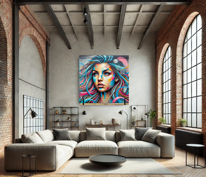 Tableau Street Art "Chromatica Girl" (format carré)