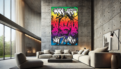Tableau Street Art "Donald, Make Art Not War" (format rectangulaire)