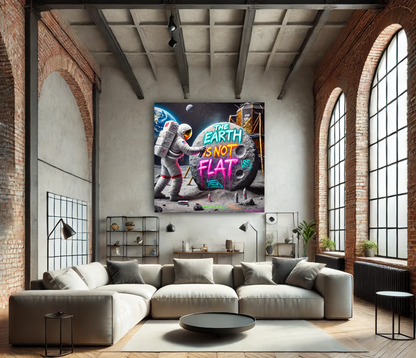 Tableau Pop Art "The Earth is Not Flat" (format carré)