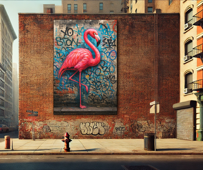 Tableau Pop Art "Flamand Rose Street" (format rectangulaire)