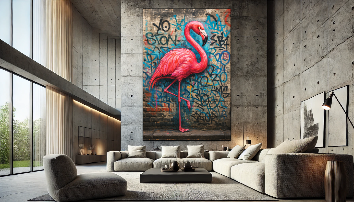 Tableau Pop Art "Flamand Rose Street" (format rectangulaire)