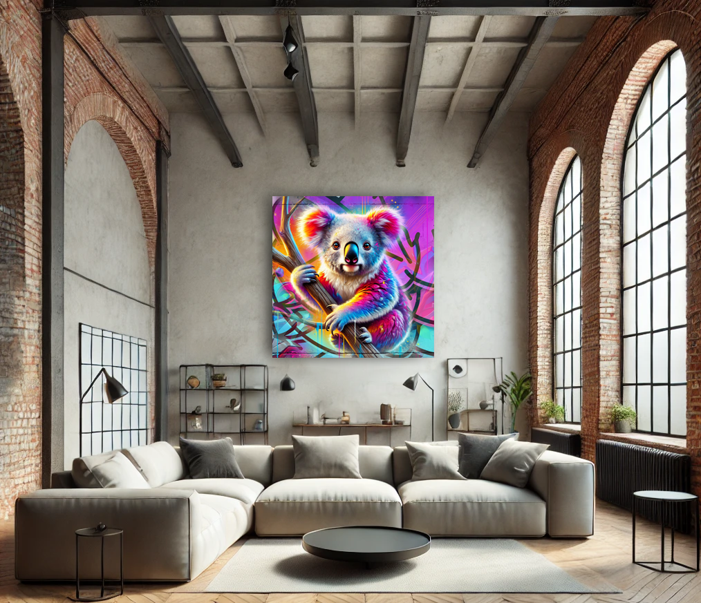 Tableau Art Tropical "Koala chromatique" (format carré)