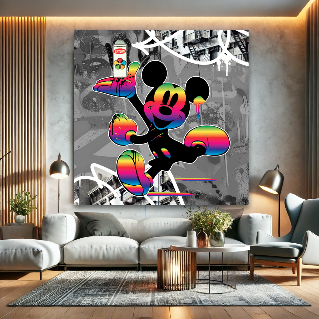 Tableau Street Art 🔥 Série Limitée 🔥 Mickey Street Colorz (format carré)