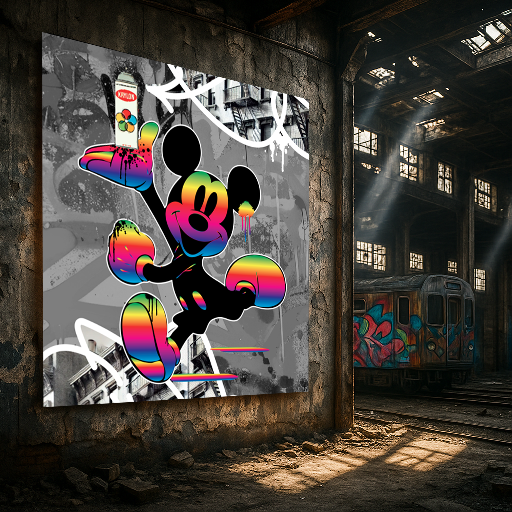 Tableau Street Art 🔥 Série Limitée 🔥 Mickey Street Colorz (format carré)
