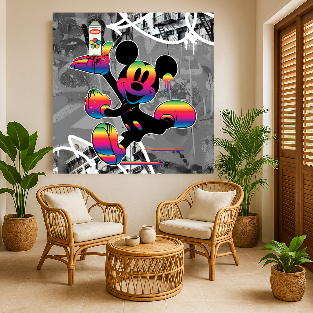 Tableau Street Art 🔥 Série Limitée 🔥 Mickey Street Colorz (format carré)