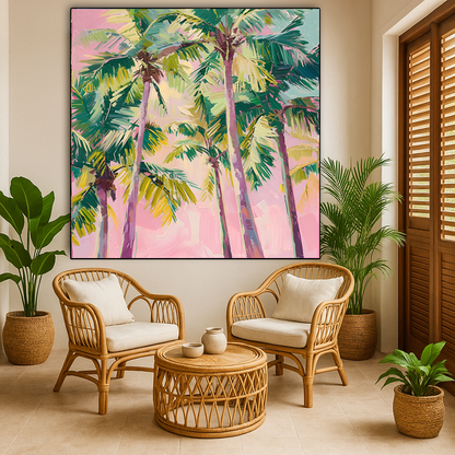 Tableau Art Tropical "Palm Escape" (format carré)
