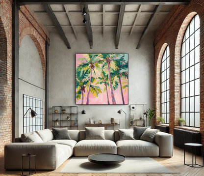 Tableau Art Tropical "Palm Escape" (format carré)