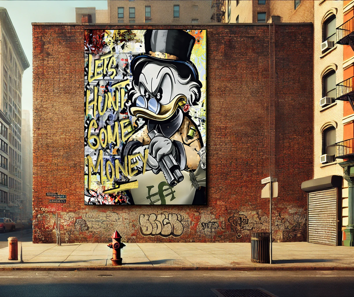 Tableau Street Art 🔥 Série Limitée 🔥 Let's Hunt Some Money (format rectangulaire)