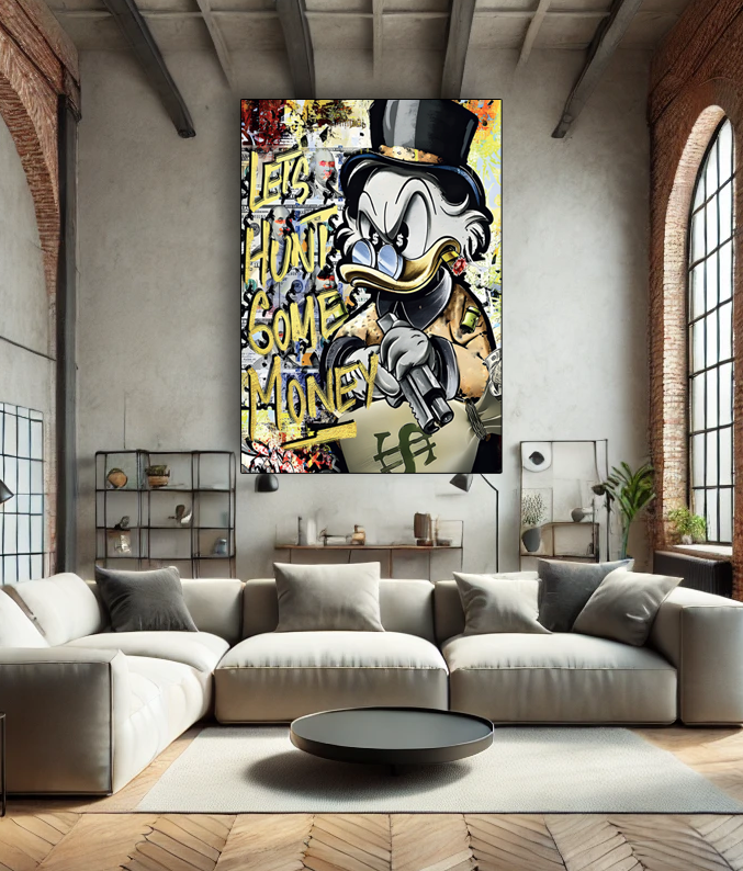 Tableau Street Art 🔥 Série Limitée 🔥 Let's Hunt Some Money (format rectangulaire)