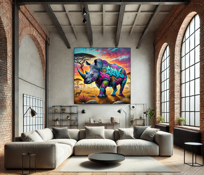 Tableau Street Art 🔥 Série Limitée 🔥 Urban Rino (format carré)
