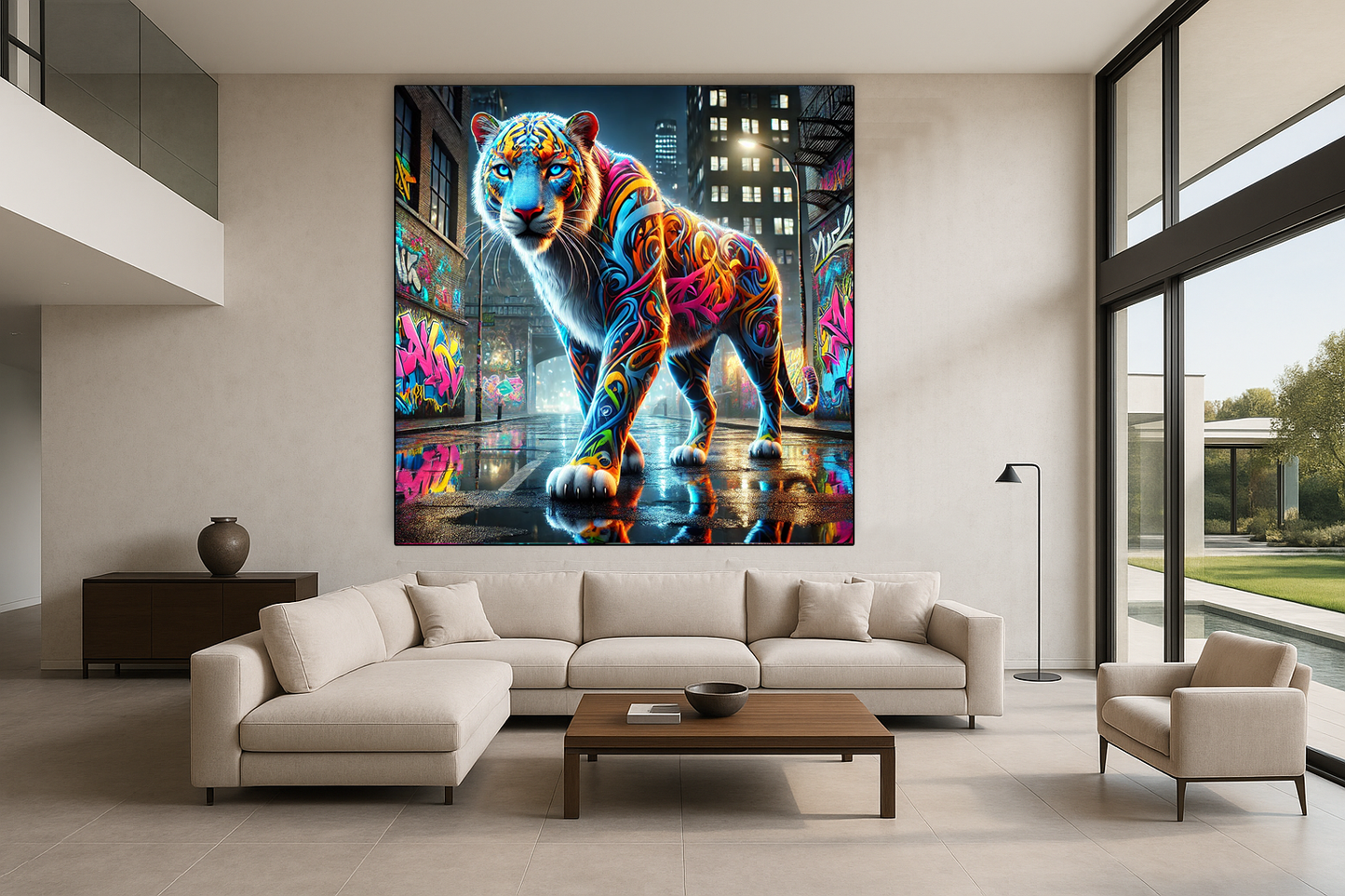 Tableau Street Art 🔥 Série Limitée 🔥 "Urban Tiger Instinct" (format carré)