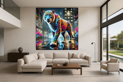Tableau Street Art 🔥 Série Limitée 🔥 "Urban Tiger Instinct" (format carré)
