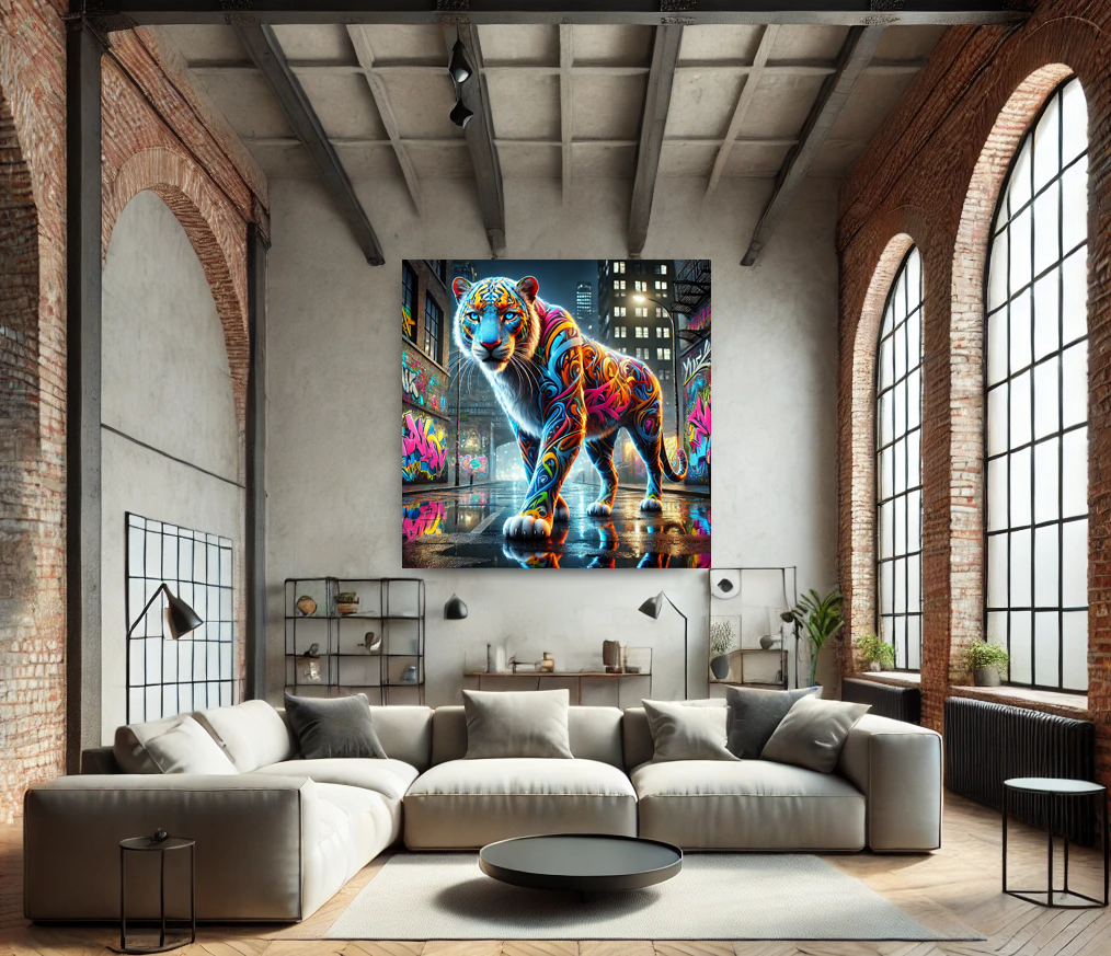 Tableau Street Art 🔥 Série Limitée 🔥 "Urban Tiger Instinct" (format carré)