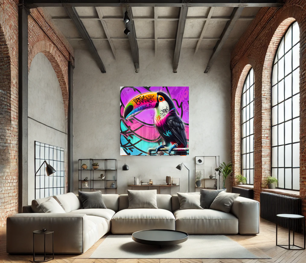 Tableau Street Art 🔥 Série Limitée 🔥 Toucan Throw-up (format carré)