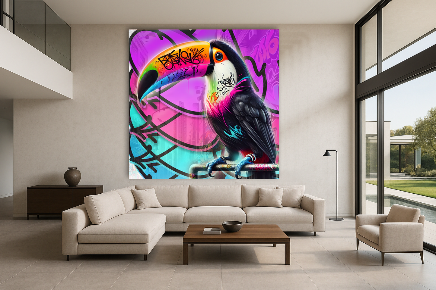 Tableau Street Art 🔥 Série Limitée 🔥 Toucan Throw-up (format carré)