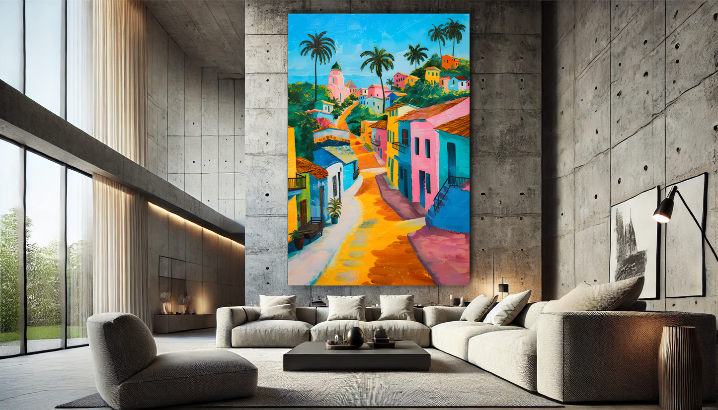 Tableau Pop Art "Sun Village" (format rectangulaire)