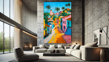 Tableau Pop Art "Sun Village" (format rectangulaire)