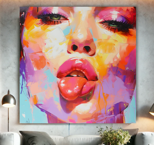 Tableau Pop Art "Attitude Chromatique" (format carré)