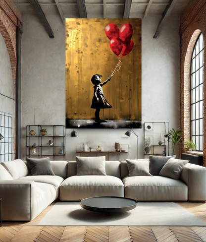 Tableau Street Art 🔥 Série Limitée 🔥 Girl with Balloons (format rectangulaire)