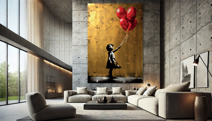 Tableau Street Art 🔥 Série Limitée 🔥 Girl with Balloons (format rectangulaire)