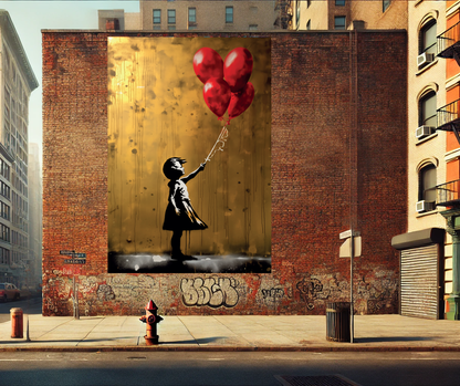 Tableau Street Art 🔥 Série Limitée 🔥 Girl with Balloons (format rectangulaire)