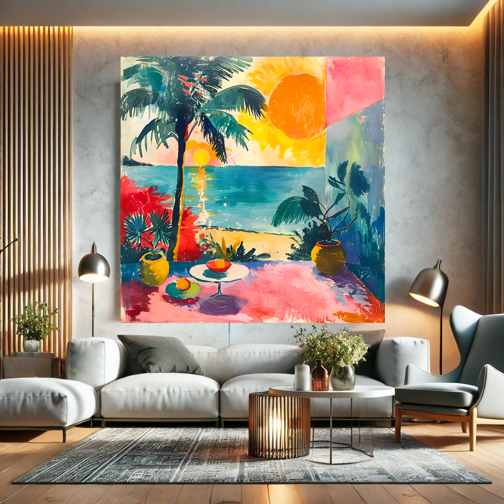 Tableau Art Tropical "Évasion Tropicale" (format carré)