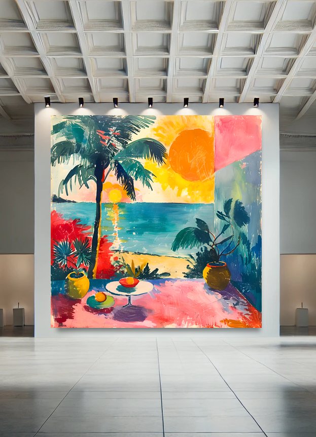 Tableau Art Tropical "Évasion Tropicale" (format carré)