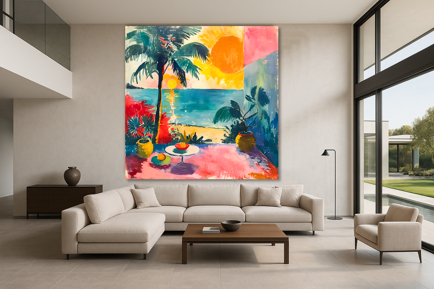 Tableau Art Tropical "Évasion Tropicale" (format carré)