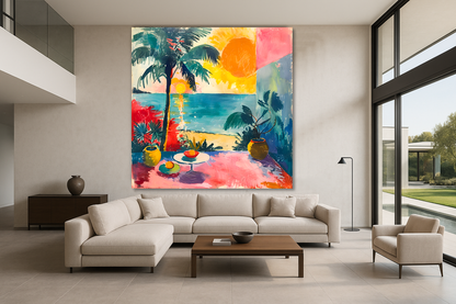 Tableau Art Tropical "Évasion Tropicale" (format carré)