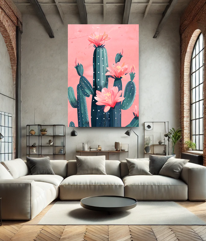 Tableau Pop Art "Cactus Bloom" (format rectangulaire)