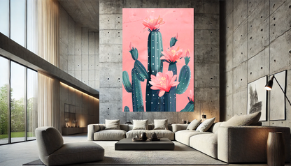 Tableau Pop Art "Cactus Bloom" (format rectangulaire)