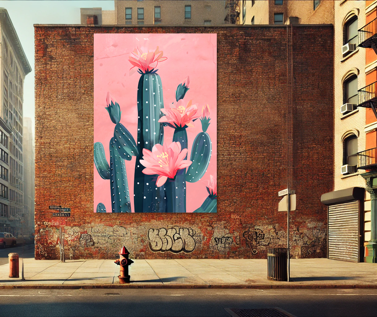 Tableau Pop Art "Cactus Bloom" (format rectangulaire)