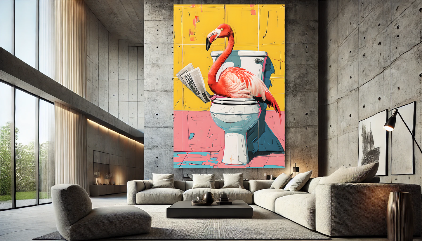 Tableau Pop Art "Flamingo Break" (format rectangulaire)