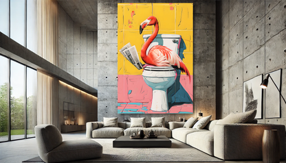 Tableau Pop Art "Flamingo Break" (format rectangulaire)