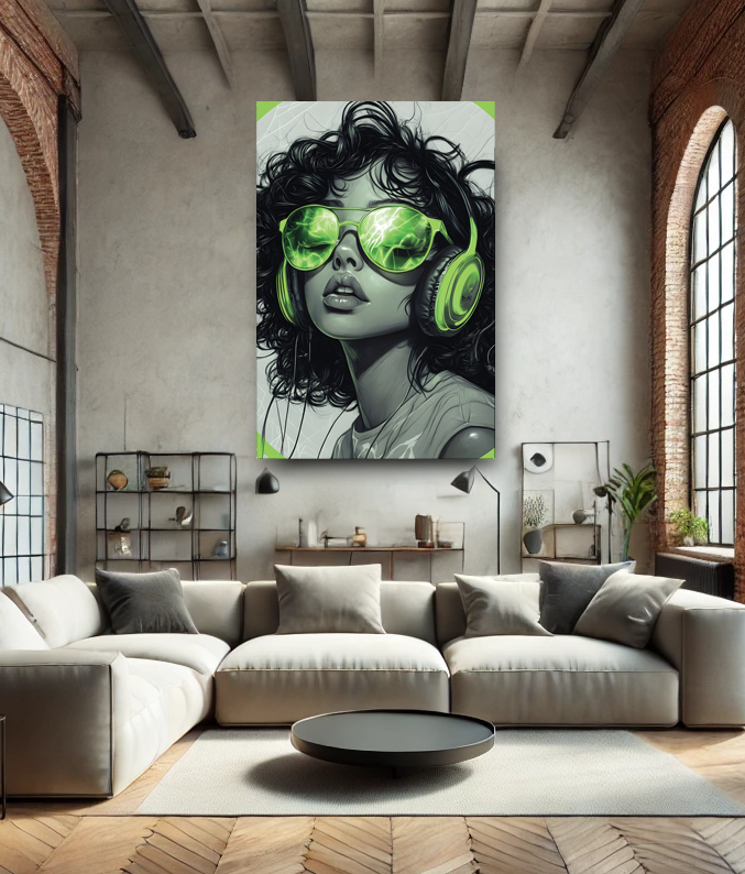 Tableau Pop Art "Green Frequency" (format rectangulaire)
