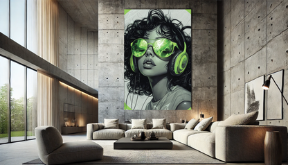 Tableau Pop Art "Green Frequency" (format rectangulaire)