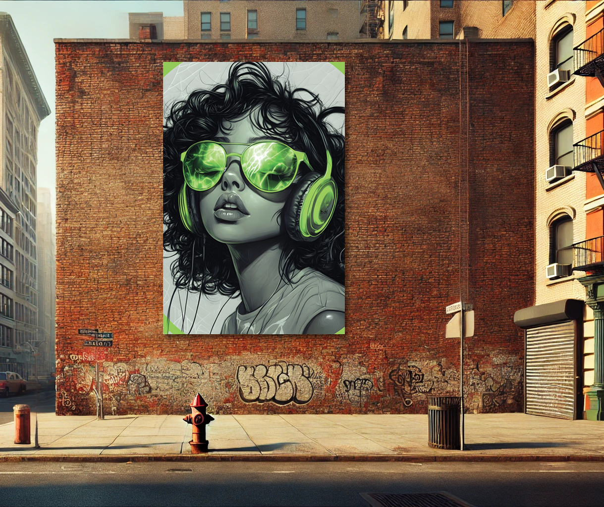 Tableau Pop Art "Green Frequency" (format rectangulaire)
