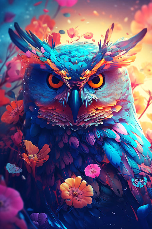 Tableau Pop Art "Owl of Colors" (format rectangulaire)