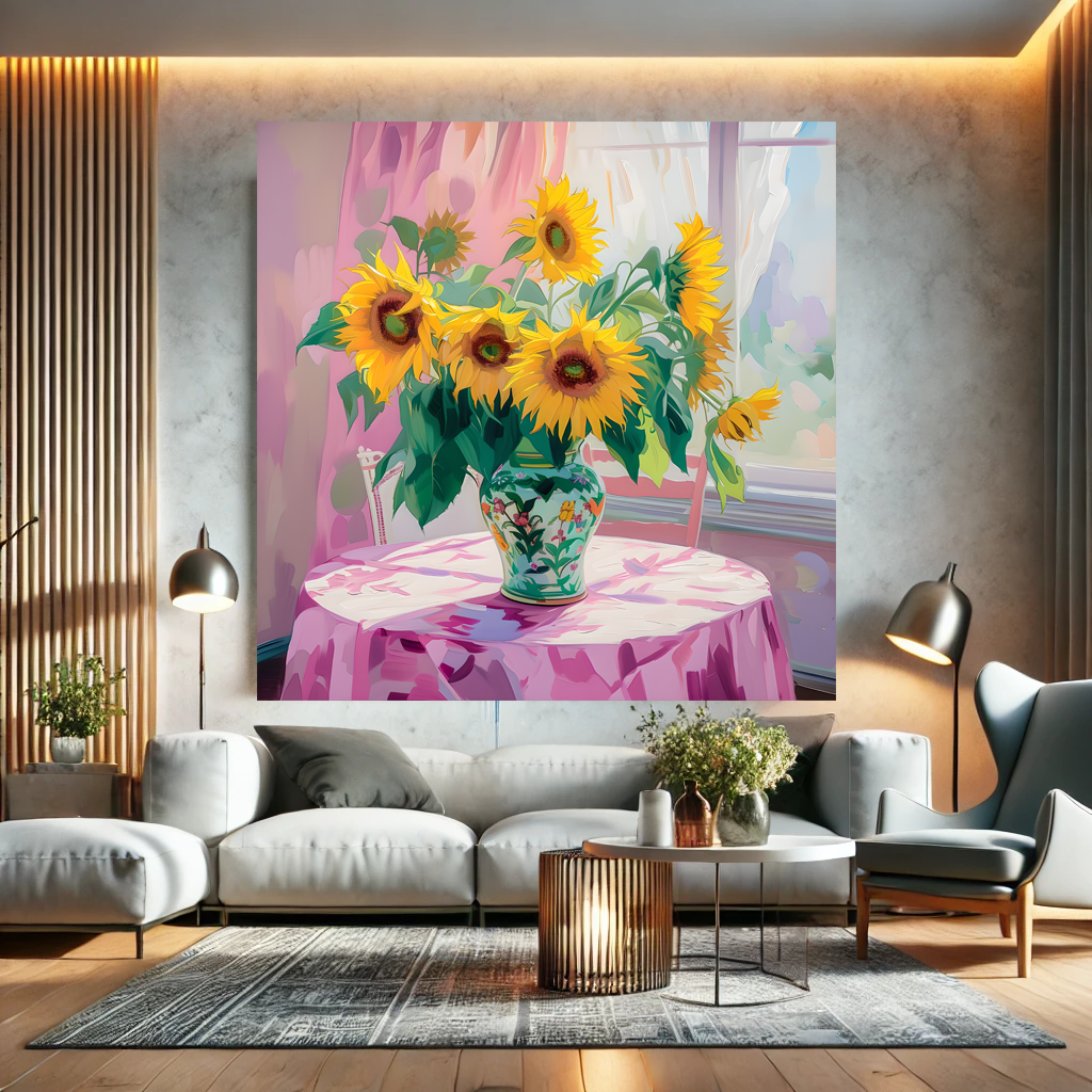 Tableau Pop Art "Éclat de Tournesols" (format carré)