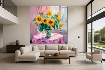 Tableau Pop Art "Éclat de Tournesols" (format carré)