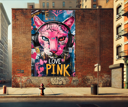 Tableau Pop Art "Love Pink" (format rectangulaire)